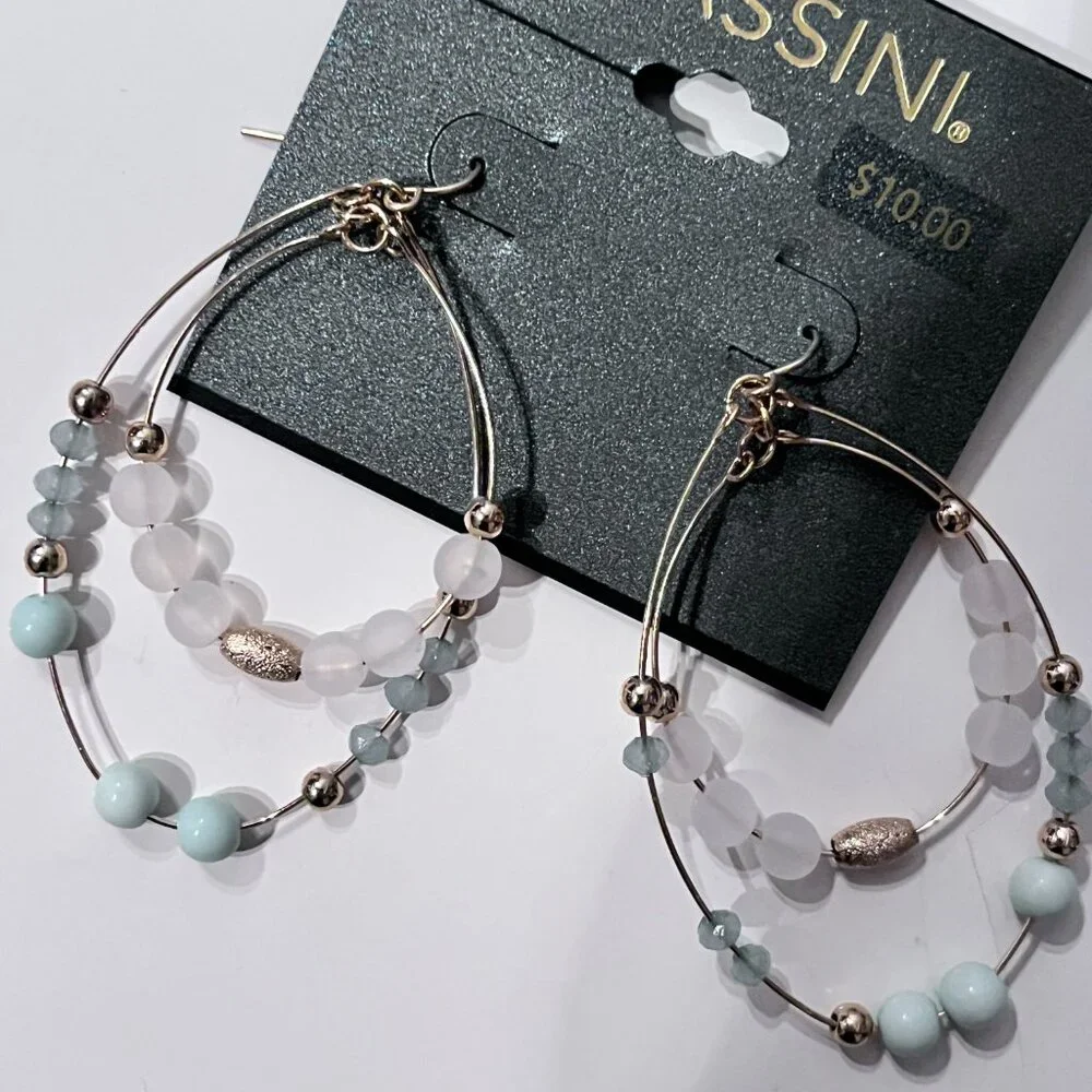 Hanging Beaded‎ Earrings by Massini 2 Pairs New with Tags